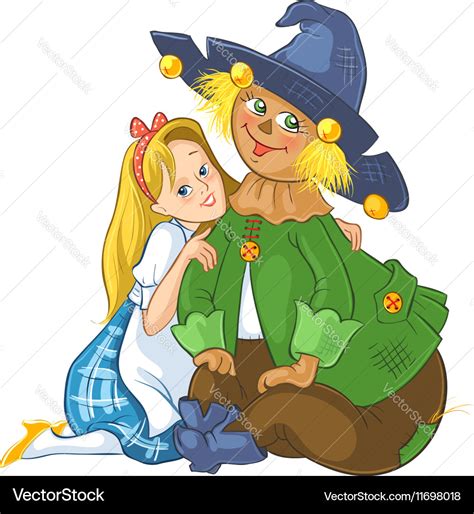 Dorothy And Scarecrow Wizard Oz Cartoon Royalty Free Vector