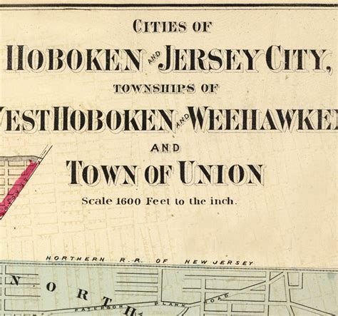 Old Map Of Jersey City And Hoboken Hudson County 1872 Vintage Maps