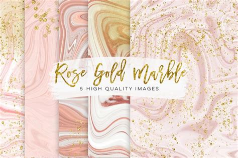 Gold And Rose Gold Marble Pink Glitter Marble Glam Rose