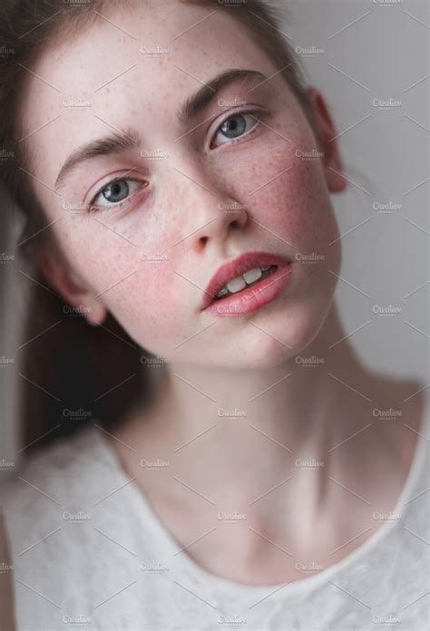 Beautiful Girl With Freckles High Quality People Images ~ Creative Market