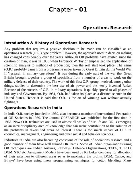 Pdf Chapter 01 Operations Research