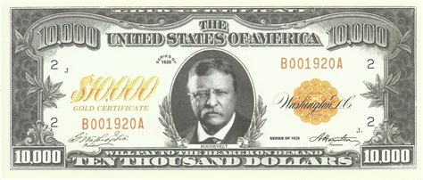 Ten Thousand Dollars Fantasy Note Gold Certificate United States