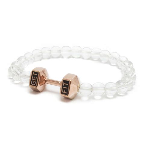 Rose Gold Dumbbell Bracelet With Clear Beads Getfit