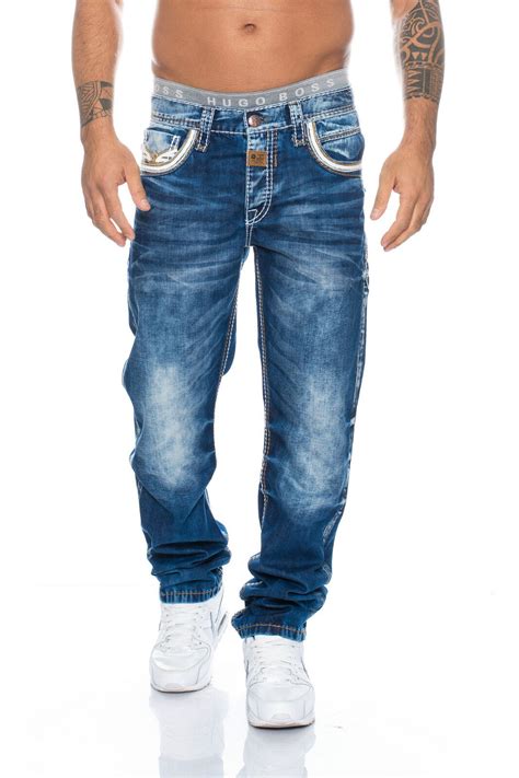 Cipo And Baxx Jeans Herren Regular Fit Hose 287 Blau Edle Stickereien Dicke Nähte Ebay