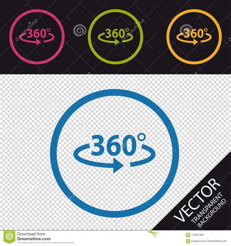 180 Degrees Icon Of 3 Types Color Black And White Outline Isolated