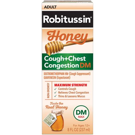 Robitussin Honey Adult Maximum Strength Cough Chest Congestion Dm Max