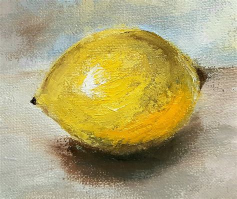 Lemon Painting Oil Original Art Citrus Artwork Food Still Life Etsy