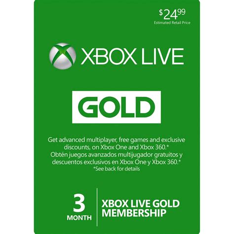 3 Month Microsoft Xbox One And Xbox 360 Live Gold Membership Card