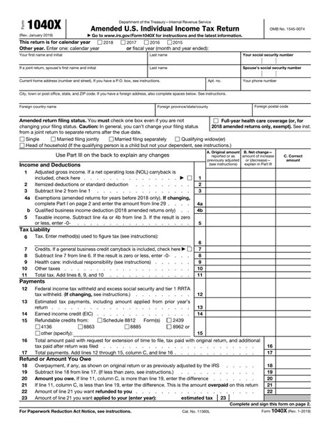 Irs Form 1040x Download Fillable Pdf Or Fill Online Amended Us