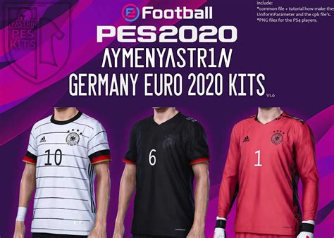 Roughly inspired by the euro 2004 kit, it is white with a black upper panel and two stripes in red and yellow that form the national flag. PES 2020 Germany EURO2020 Kits by Aymen Yastrin