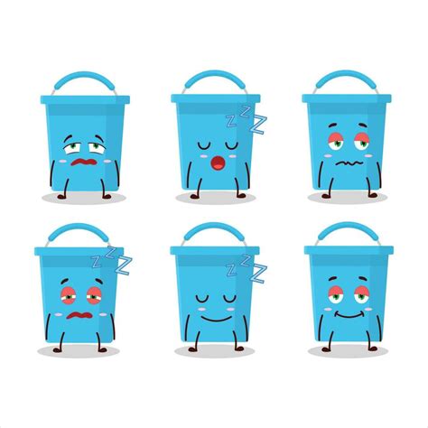 Cartoon Character Of Blue Bucket With Sleepy Expression Vector Art At Vecteezy