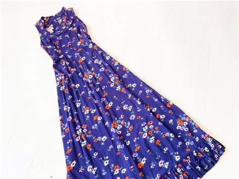1970s purple floral maxi dress gem