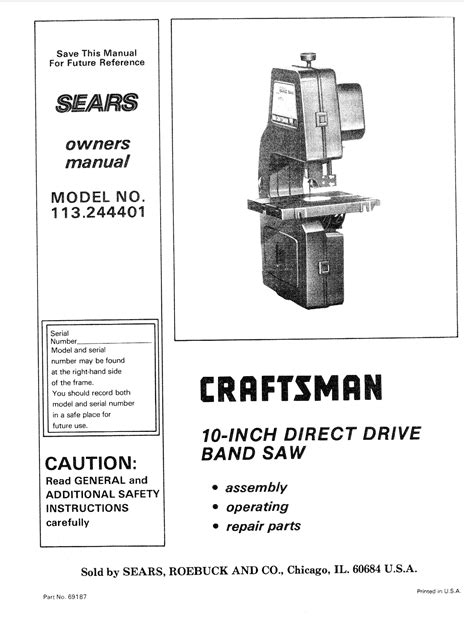 Craftsman Inch Band Saw Parts List Pdf Reviewmotors Co