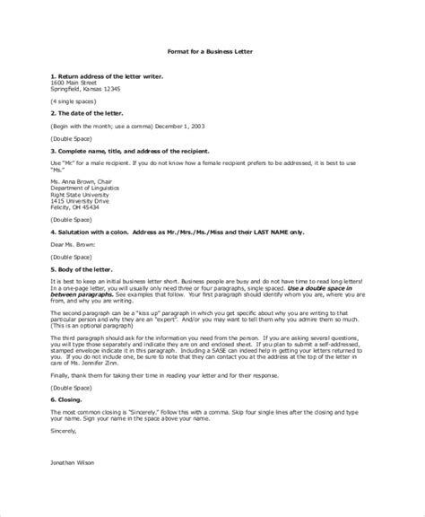 formal business letter format  examples   word