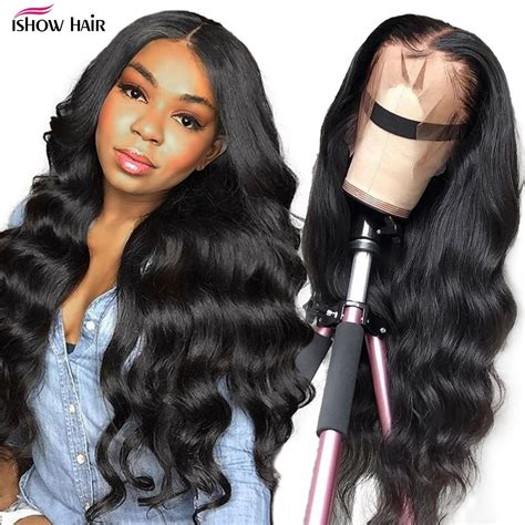 Ishow Body Wave Lace Front Wig Pre Plucked Body Wave Human Hair Wigs 4×