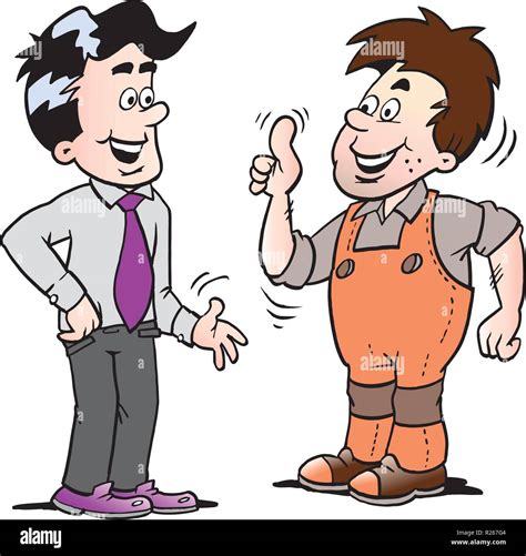 Cartoon Vector Illustration Of Two Men There Has Agreed A Deal Stock
