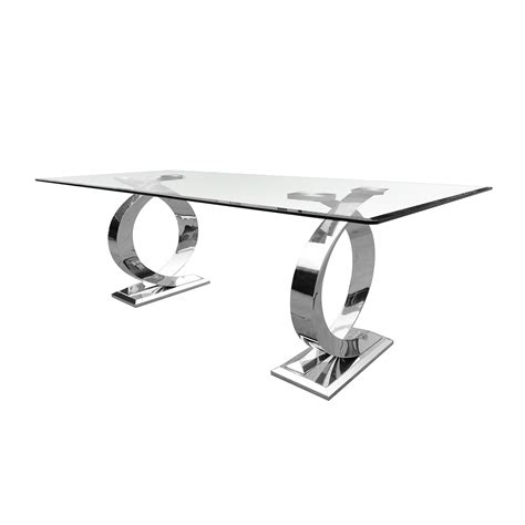 Modern Stainless Steel And Glass Dining Table Arrow Furniture