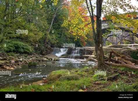 Berea Falls Ohio With Fall Colors This Cascading Waterfall Looks Its