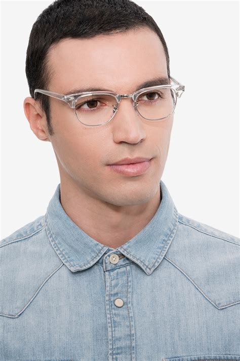 Ray Ban Rb5154 Clubmaster Browline Clear Frame Eyeglasses Eyebuydirect