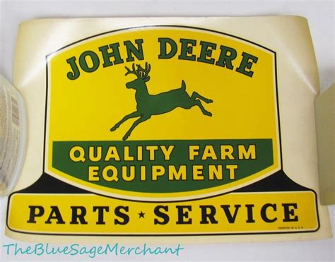 Vintage 1950 John Deere Parts Service Window Sign Decal Sticker Logo