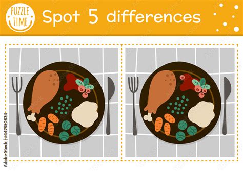 Find Differences Game For Children Thanksgiving Educational Activity