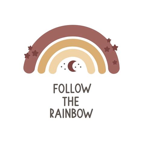 Follow The Rainbow Cartoon Rainbow Hand Drawing Lettering Colorful