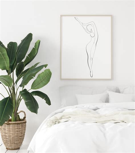 Naked Figure Art One Line Drawing Printable Wall Art Etsy