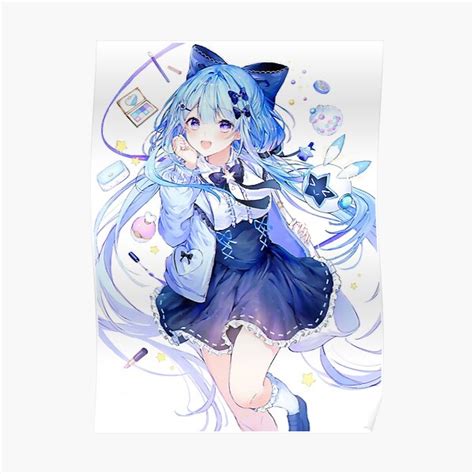 Cute Anime Girl In Blue Poster For Sale By Lokshyu Redbubble