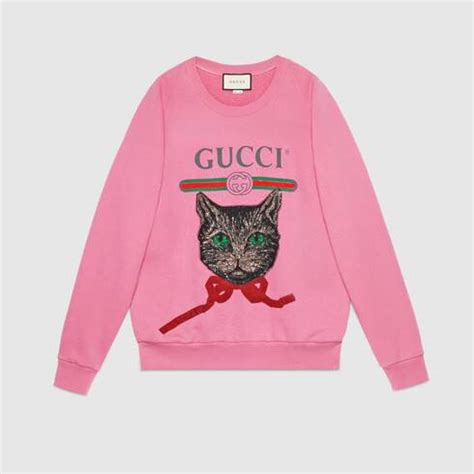 Perfect for parties, photos and everyday wear. Gucci logo sweatshirt with Mystic Cat - Gucci Women's ...