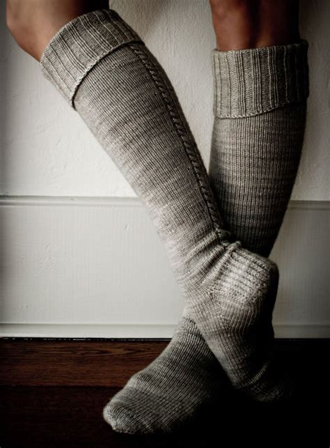 Gray Cable Knit Knee High Socks Knitting Things