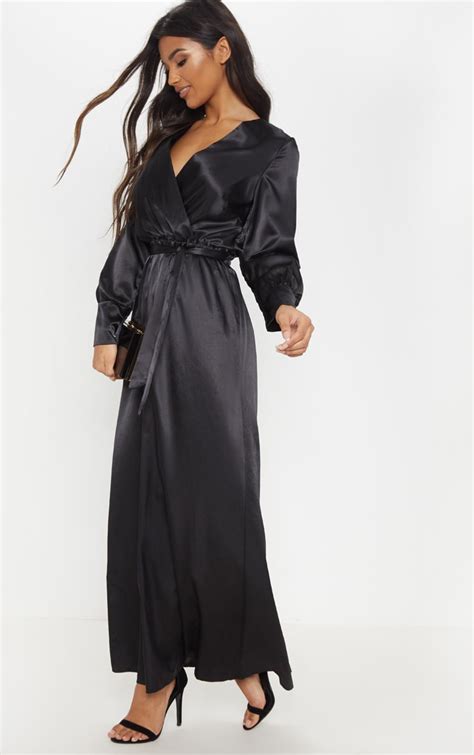 Black Satin Maxi Dress Dresses Prettylittlething