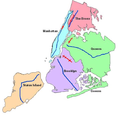 New York City Five Boroughs Map Bhe