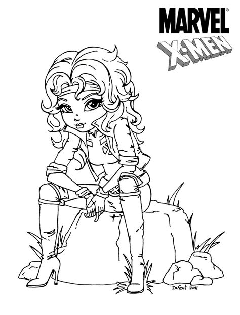 Probably with more a red base and the blonde front. Rogue X-Men Coloring Pages - Get Coloring Pages