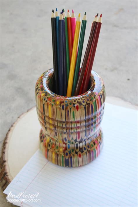 Colored Pencil Vase Turned On The Lathe Diy