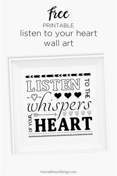 Listen To Your Heart Printable Wall Art Hanna Nilsson Design