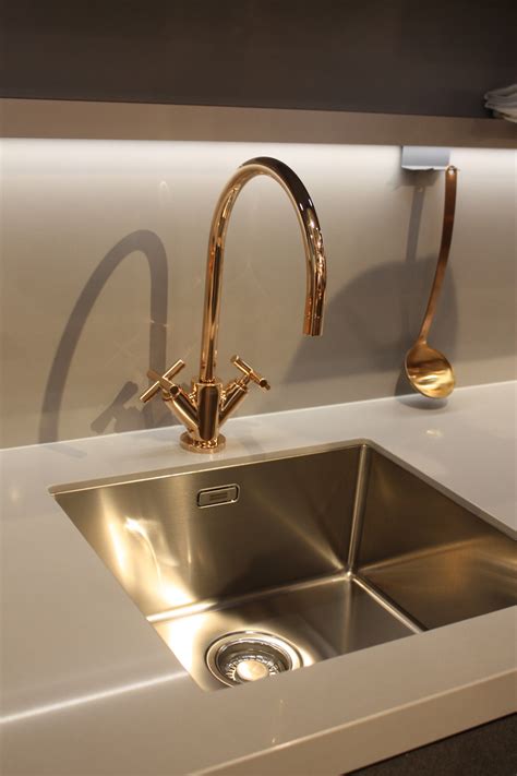 Rose gold kitchen sink faucet high arc single handle pull down sprayer with escutcheon peppermint. New Kitchen Sink Styles Showcased at EuroCucina