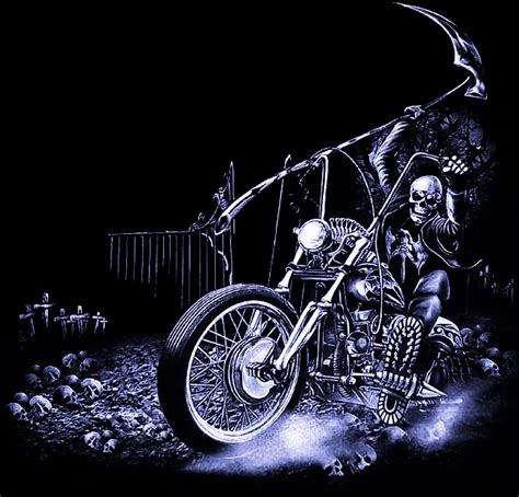 skeleton on motorcycle with scythe motorcycle drawing grim reaper art bike art