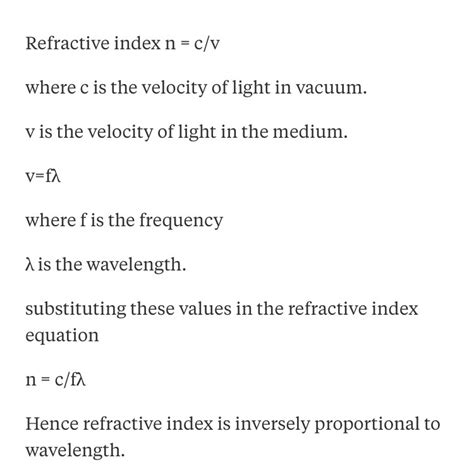 Equation Between Refractive Index And Wavelength Tessshebaylo