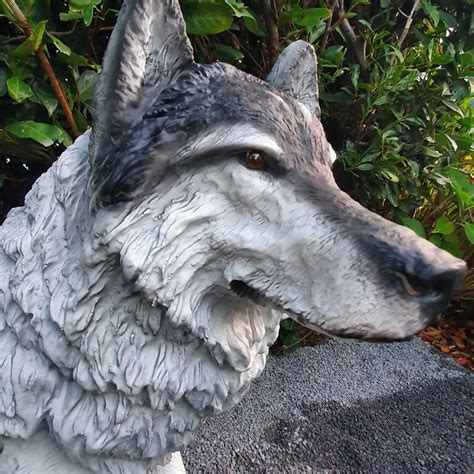 Wolf Statue Stein Für Wildtiere Outdoor Dekor Graue Etsy
