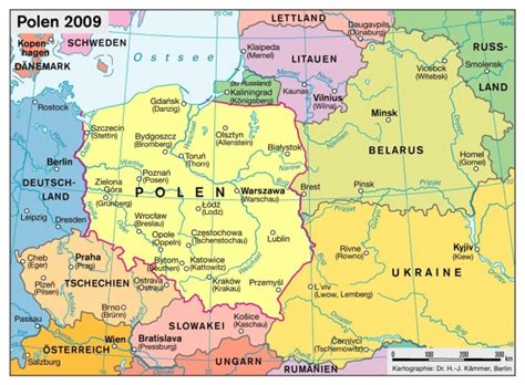 Große karte der laminierten wand. Landkarte Von Polen In Deutsch | creactie