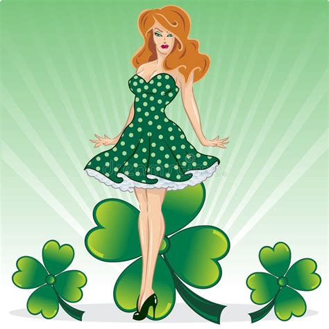 St Patricks Day Pin Up With Clover Stock Vector Image 7300393