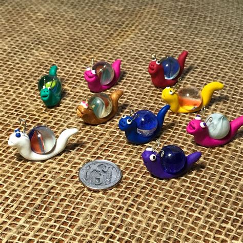 Miniature Collectible Polymer Clay Snails Made With Vintage Etsy