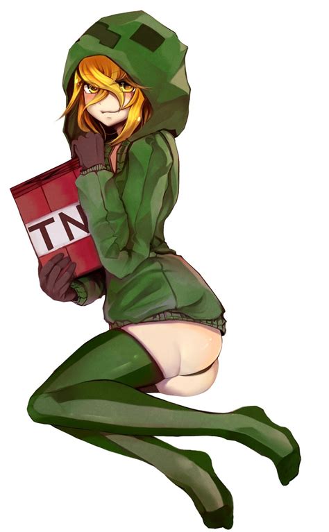 Creeper And Cupa Minecraft Drawn By At2 Danbooru