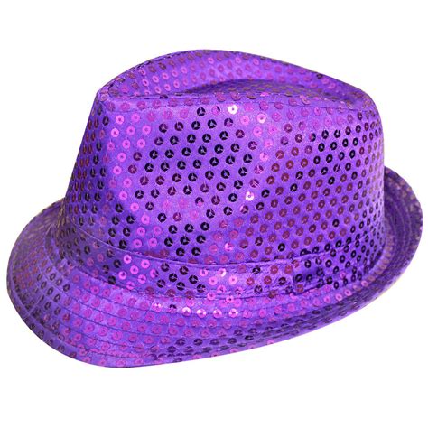 Purple Sequin Fedora Hat I Love Fancy Dress
