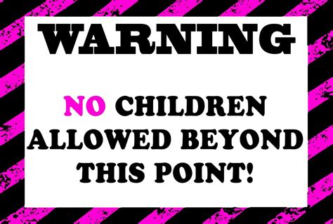 No Children Allowed Beyond Pink Warning Sign Metal Sign For Indoor