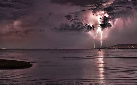 Pink Storm Lightning And Ocean Wallpapers Pink Storm