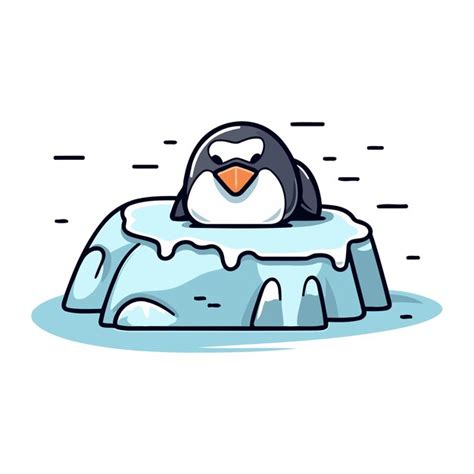 Premium Vector Cute Cartoon Penguin On Ice Floe Vector Illustration