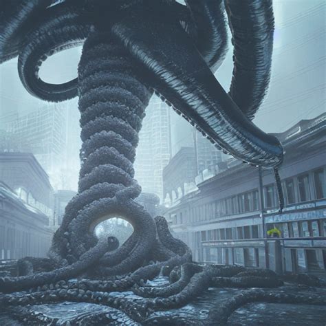 prompthunt lovecraftian horror tentacle monster demolishing city movie monster digital art