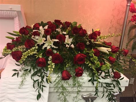 Red Rose Casket Spray Funeral Flowers