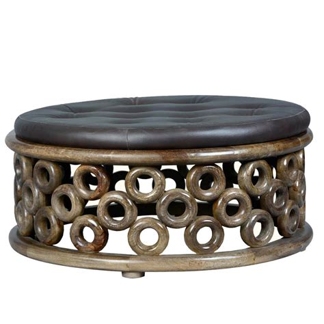 Each piece's angular frame is made from a sturdy mix of. Round O's Mango Wood & Leather Upholstered Coffee Table ...